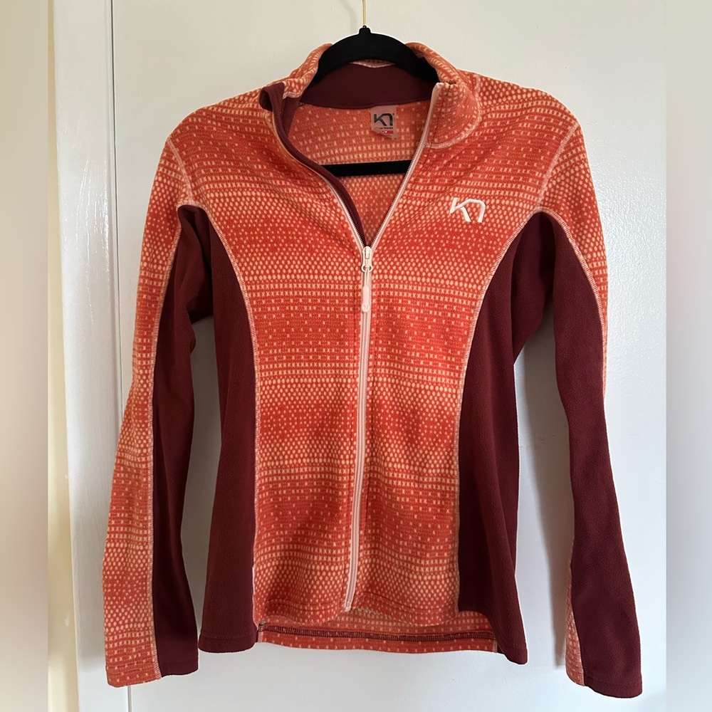 Kari Traa Orange Fleece Hiking Layer Zip Up